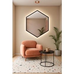 Lustro o geometrycznym kształcie w ramie z podświetleniem – HEXA W RAMIE LED